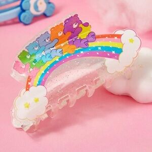 3 For $35 Care Bears Riding On Rainbow Hair Claw Acrylic Hair Clip Accessories